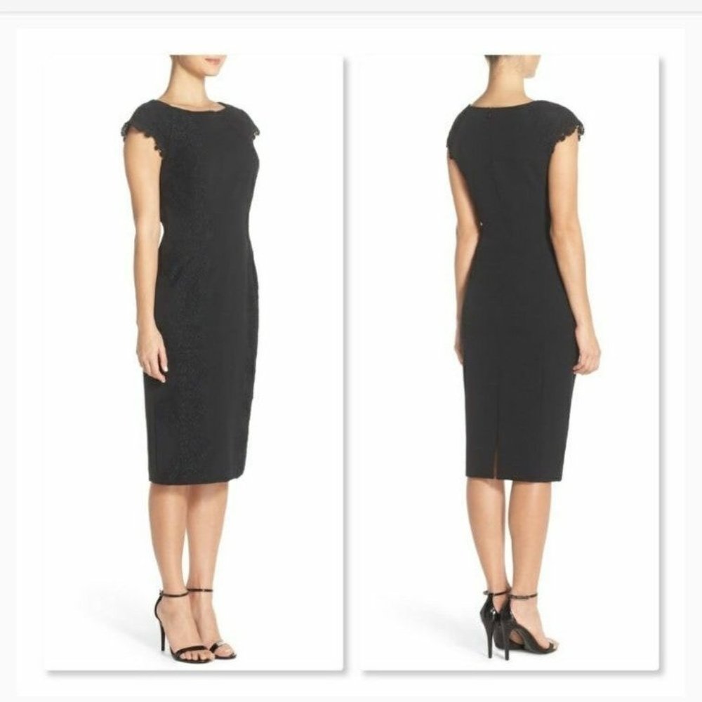 Maggie London Lace Detail Crepe Dress